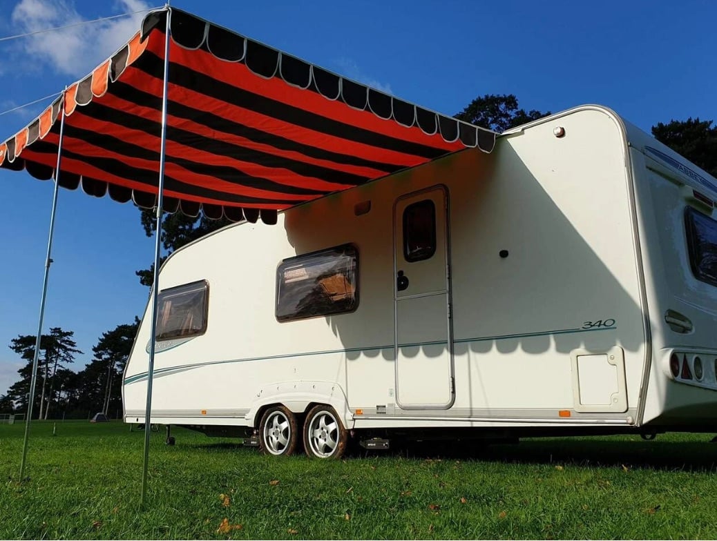 OLPRO Retro Caravan Shade Canopy - Orange & Brown