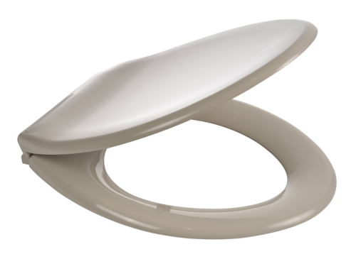 Grey Plastic Toilet seat with colour matched plastic hinge by Wirquin