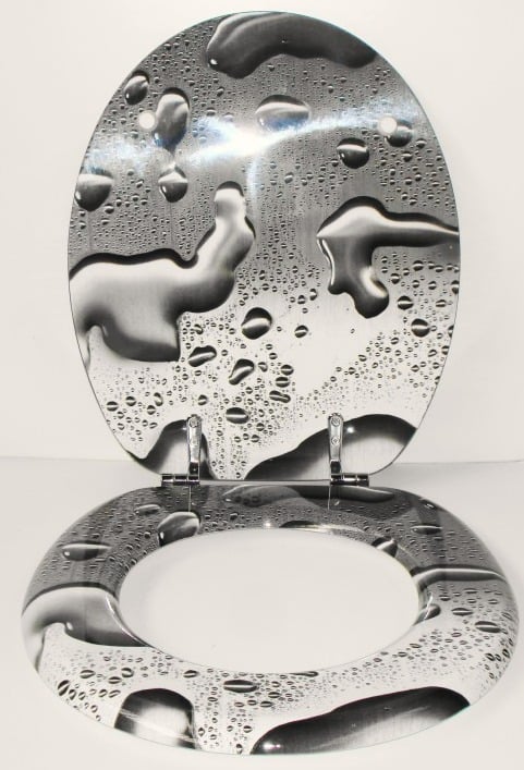 Animal Skin Print Moulded Wood Toilet seat with Chrome finish hinge
