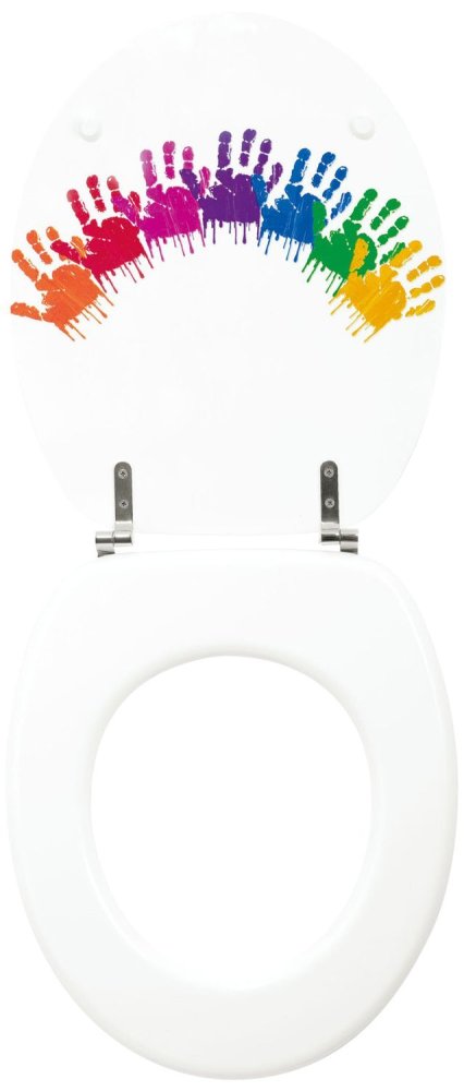 Kids Colour Handprint Moulded wood Toilet seat with Chrome finish hinges