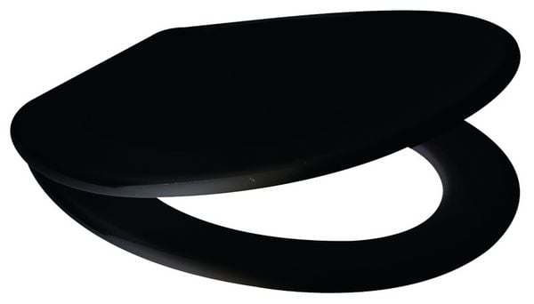 Black Tecnoplast Toilet Seat with Chrome Hinge by C&M