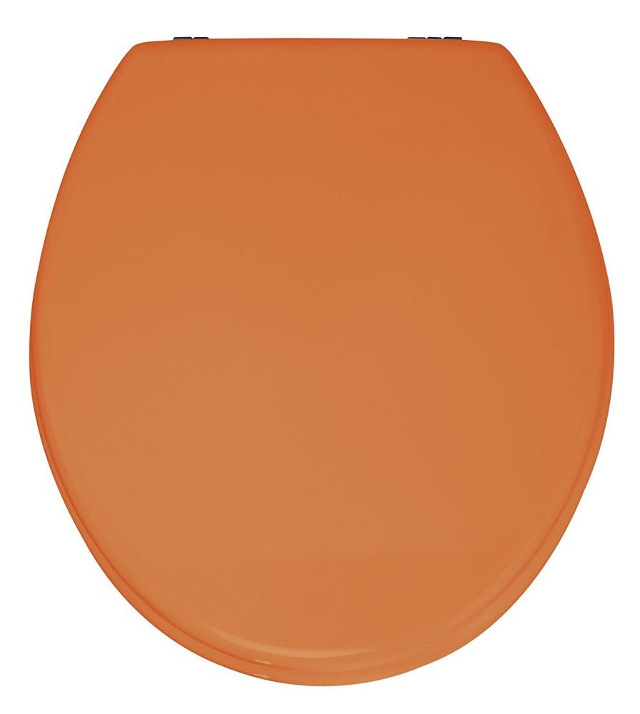 Wenko MDF Toilet Seat in Orange with Chrome finish Hinge