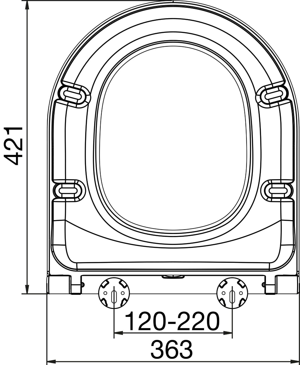 D Shape toilet seat with 230 mm hinge, white slow d shape toilet seat