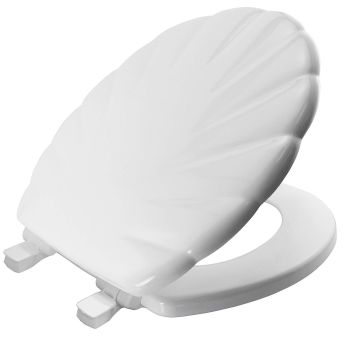 White Bemis Shell STAY TIGHT Slow Close Moulded Wood Take Off Toilet Seat 