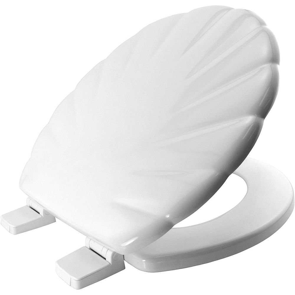 White Bemis Shell STAY TIGHT Moulded Wood Toilet Seat 