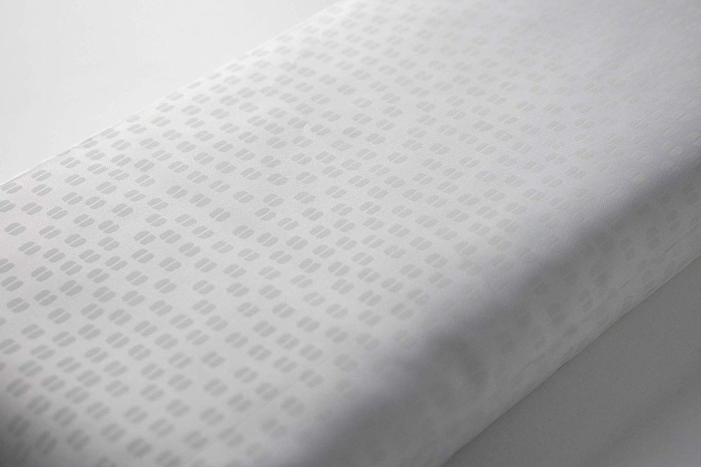 Euroshowers White Embossed Fabric Shower Curtain