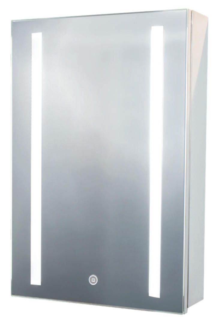 Euroshowers Polished Stainless Steel Mirror LED Cabinet 40x60x12cm