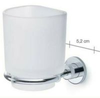 Carrara & Matta Chrome Finished Stainless Steel and Satin Glass Toothbrush Holder - HD Line