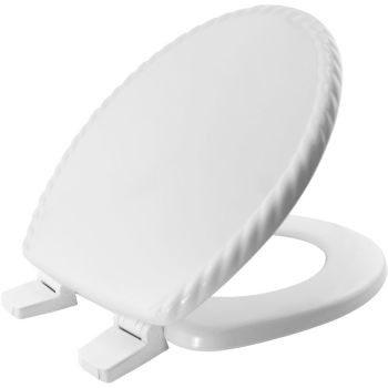 Bemis Solid White Moulded Wood Toilet Seat with Rope Detail Finish