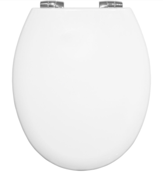 Bemis 4100 White Universal Toilet Seat with  Chrome finish Hinge - Open Box