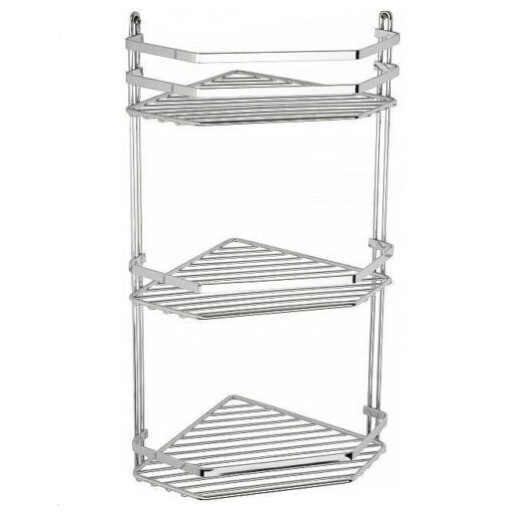 Euroshowers Satina Triple Corner Shelf Unit / Shower Basket in Chrome - 57690