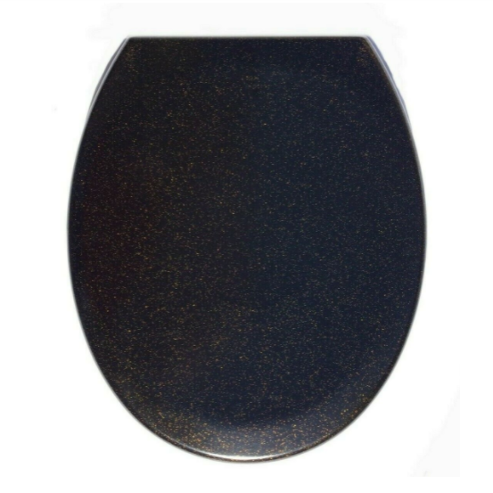 Black Gold Glitter Duroplast Soft Close Toilet Seat w/ Quick Release - 8433