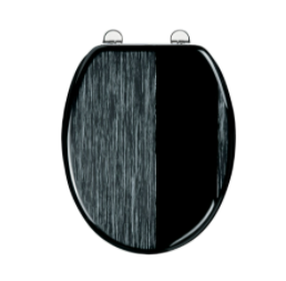 Black two tone effect Design Moulded wood toilet seat with Chrome hinge.