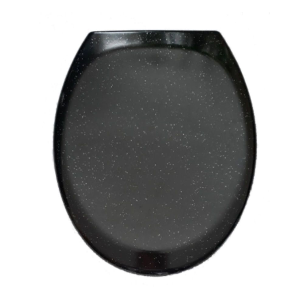 RTS Black w/ Silver Glitter Duroplast Soft Close Toilet Seat w/ Quick Relea