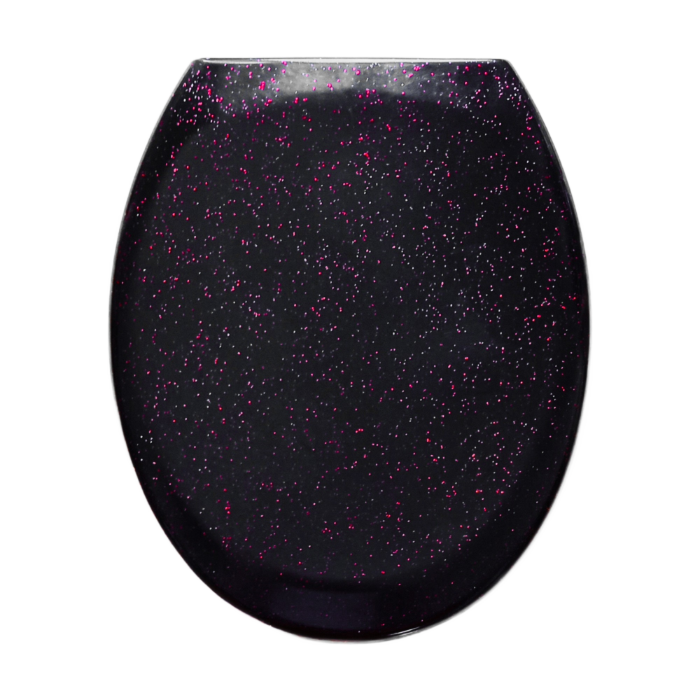 Pink Glitter Black Soft Close Quick Release Toilet Seat - 84335