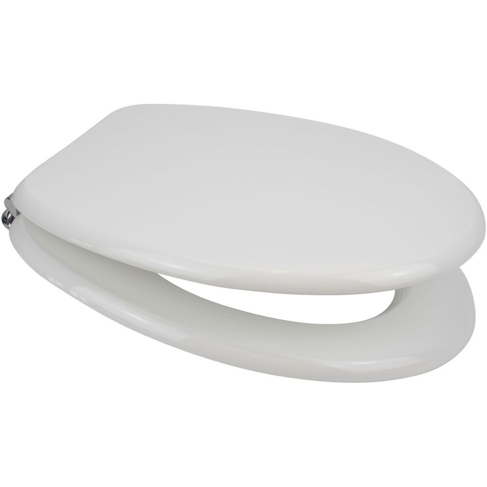 White MDF  Toilet Seat with Chrome finish hinges - 82995