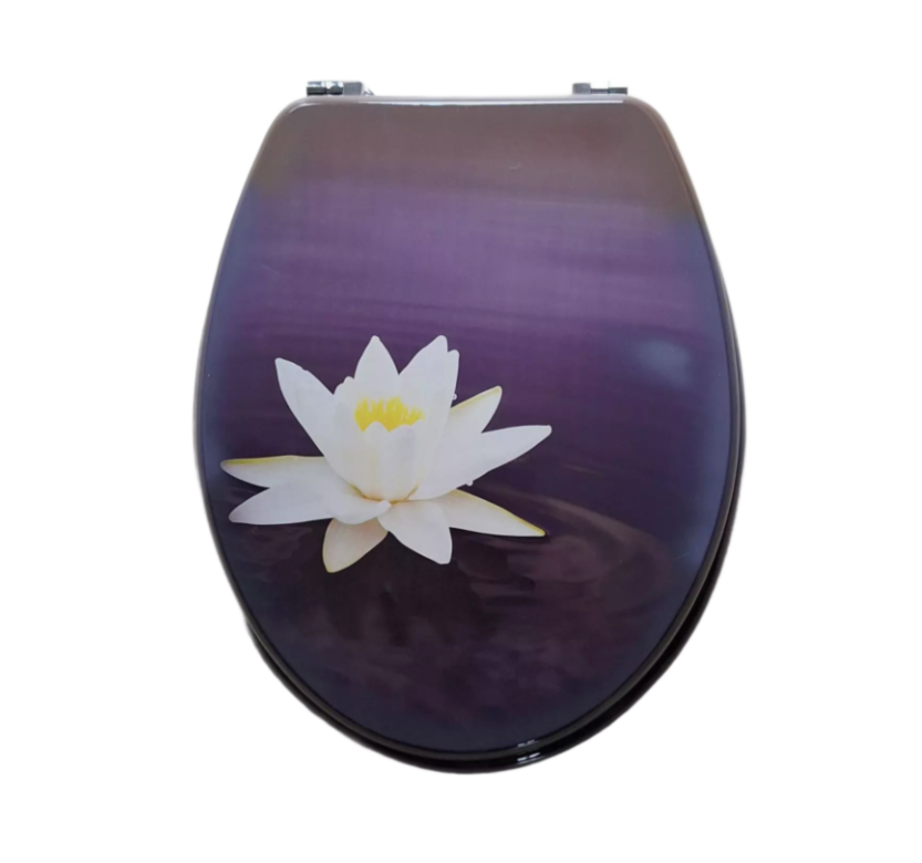 Water Lily Laquer Wood Toilet Seat