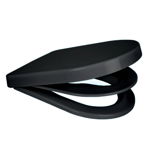 D Shape Potty Training Toilet Seat - Black Euroshowers 2 in 1 Multi Seat - 83081