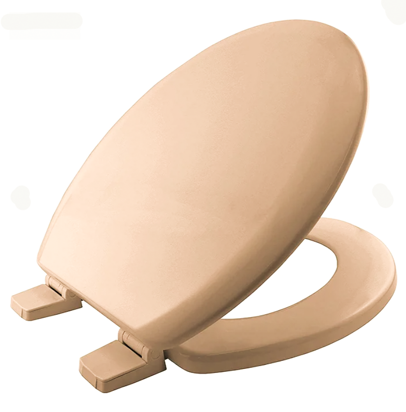 Bemis Shell Pink Moulded Wood Chicago Toilet Seat w/ Ultra-Fix - 5000ART263
