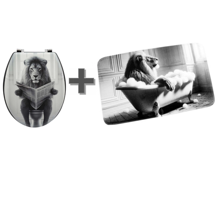 RTS Lion MDF Toilet Seat plus Bath Mat