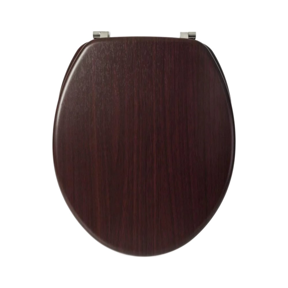 Mahogany MDF Wood Toilet Seat SS Hinge
