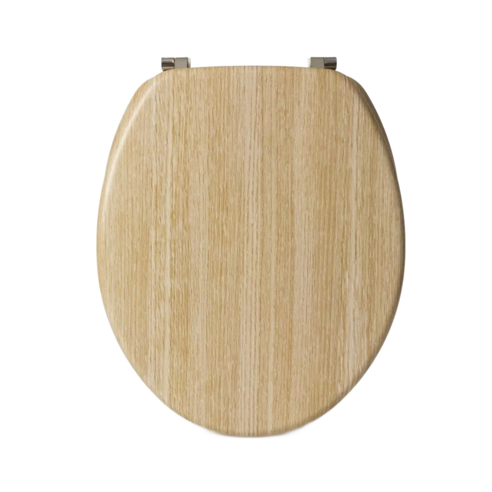 Oak MDF Wood Toilet Seat SS Hinge