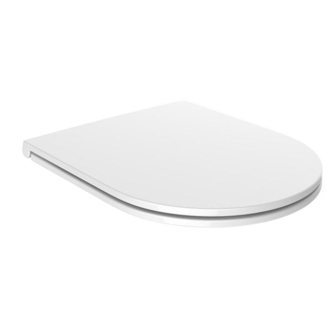 Slim White D Shape Toilet Seat 360 x 450 Wide Hinge 275 max