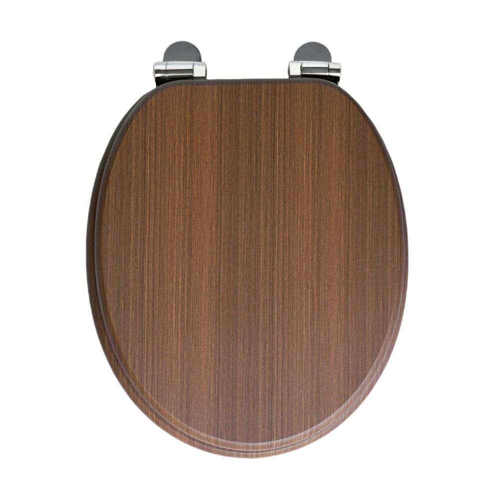 Walnut (Dark Brown) MDF Wood Soft Close Toilet Seat