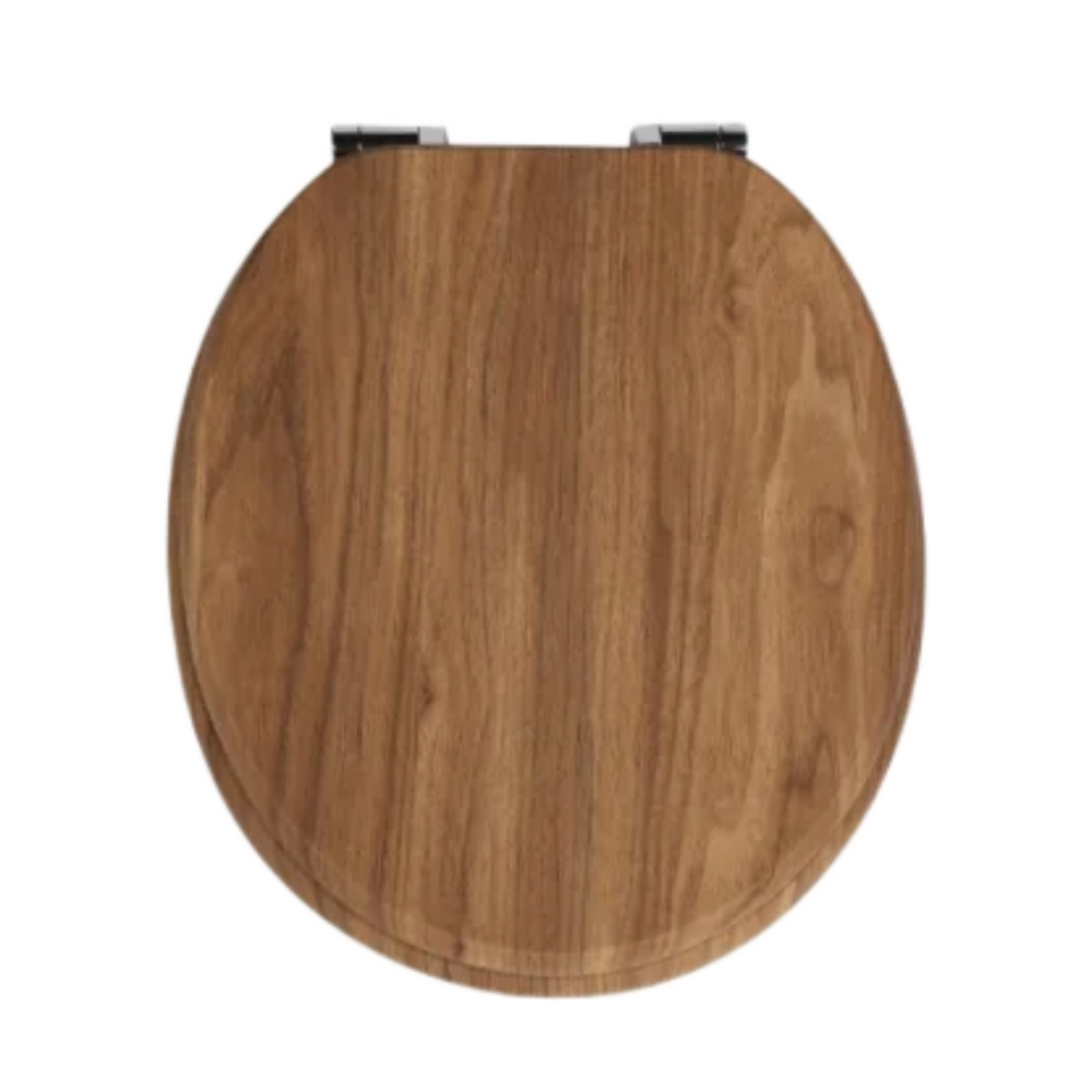 Simple Oak MDF Wood soft close toilet seat with chrome finish hinges