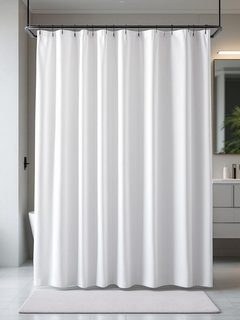 White Polyester Shower Curtain 250x180cm