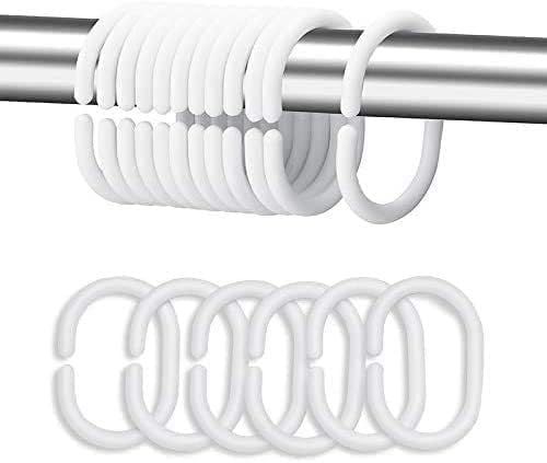 Shower Curtain Rings - White C Shape 12 Pack
