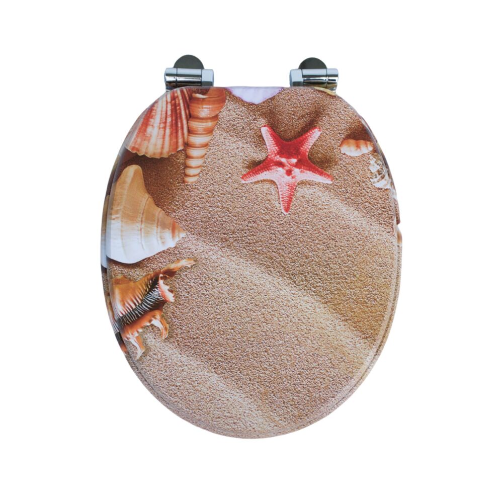 RTS Beach Shells Wood Soft Close Toilet Seat