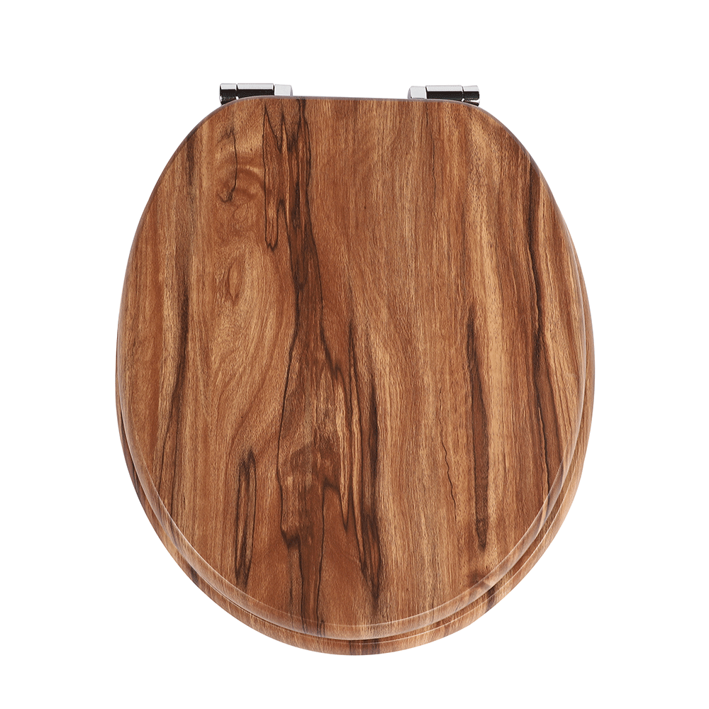 RTS Acacia Rustic Wood Pattern MDF Soft Close Toilet Seat