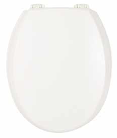 Bemis Solid White Moulded Wood Toilet Seat with Chrome Plate Hinges