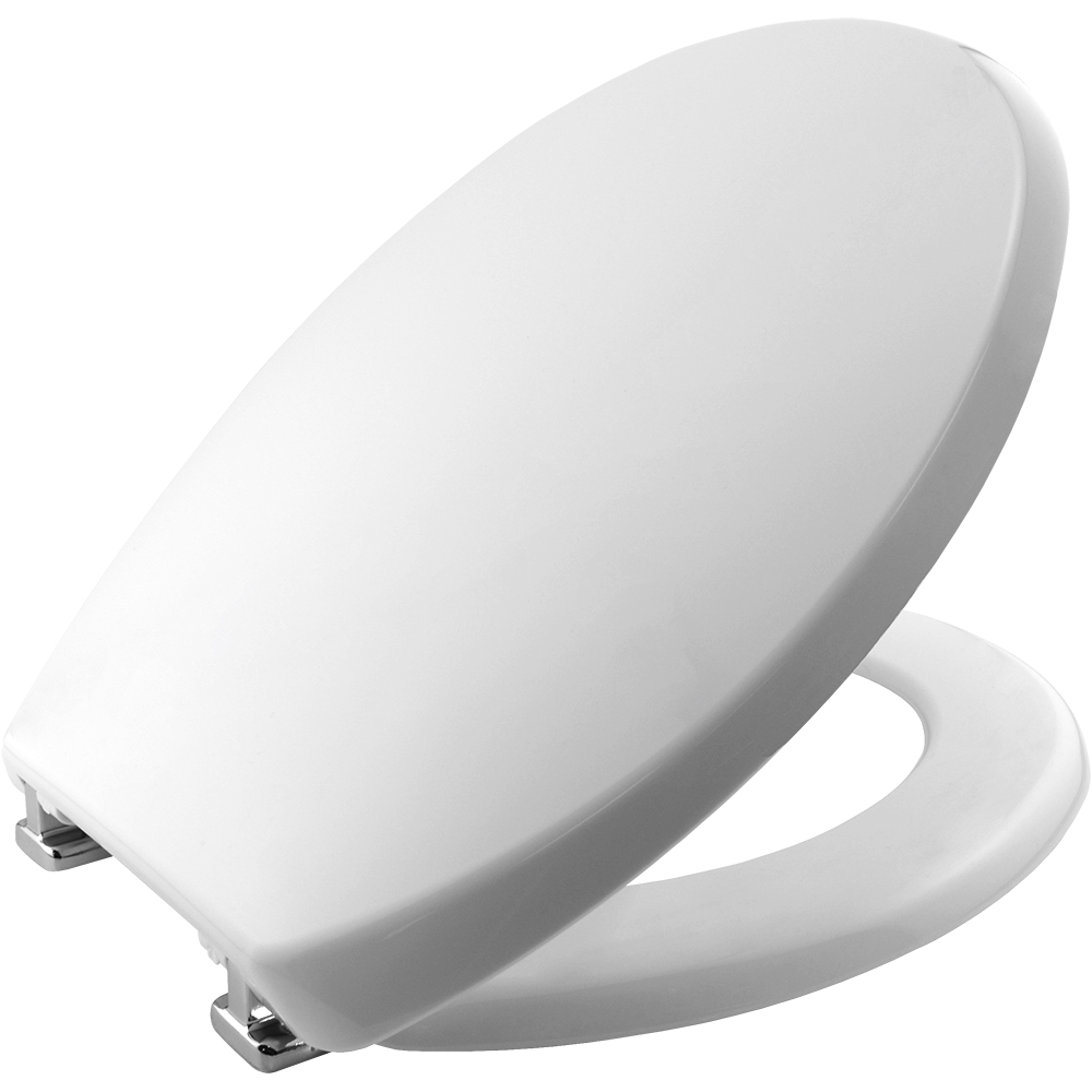 Universal Fitting White Toilet Seat Thermoplastic Adjustable Hinges Easy-Clean 