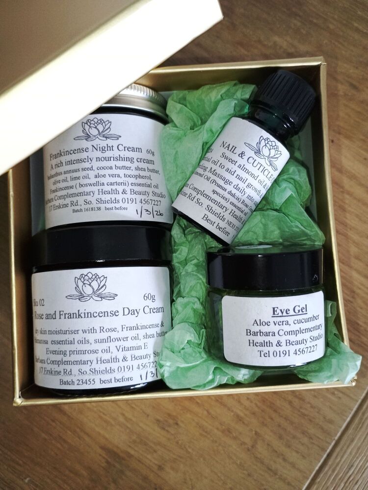 Skin and nail care in a gold box