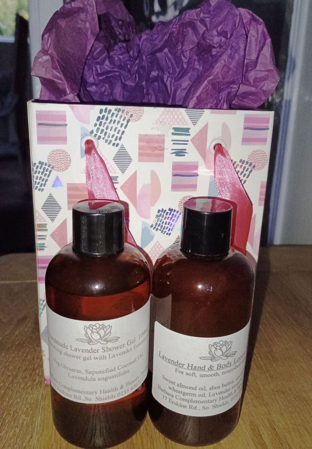 Lavender Christmas Gif bag including a Hand lotion and Shower gel