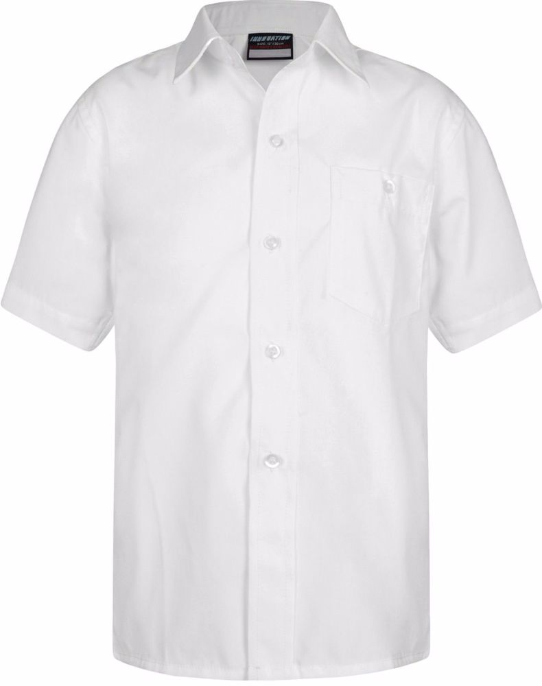 Boys Shirt - Short Sleeves, Twin Pack - White or Blue