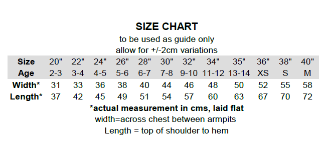 cardigan size guide