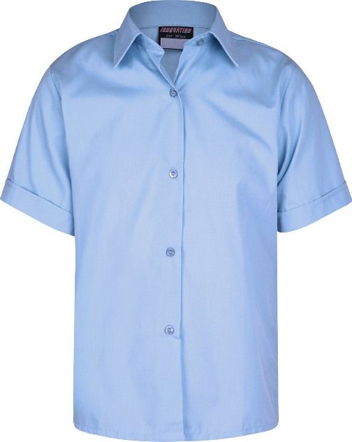 Girl's School Blouse - Short Sleeves , Twin Pack, Sky Blue