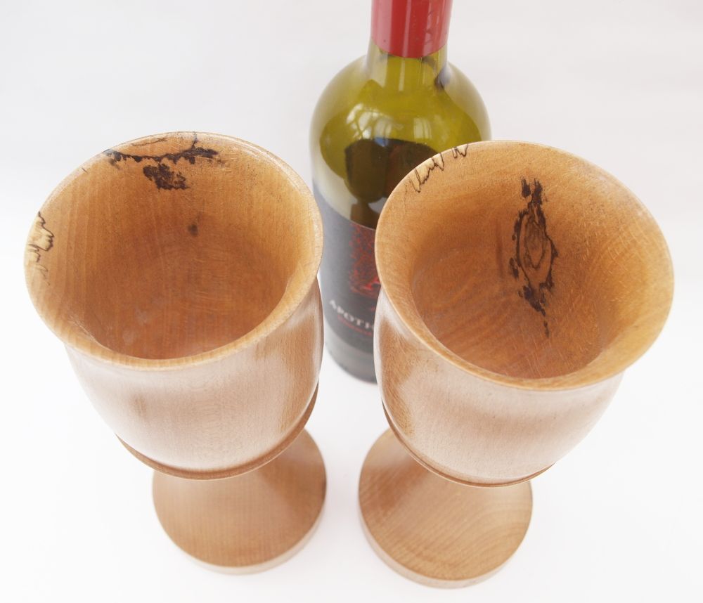 Pair of Spalted beech Goblets