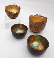 gold and metal leafed bowls
