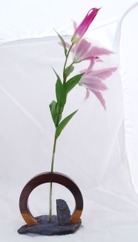 Brown oak ikebana vase