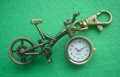 Bicycle Quartz Watch Key Ring (bronze colour)