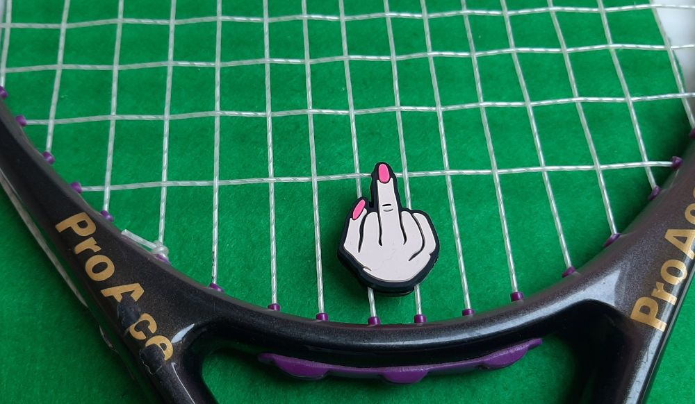 Middle Finger Tennis Vibration Dampener Shock Absorber (Pink Nails)