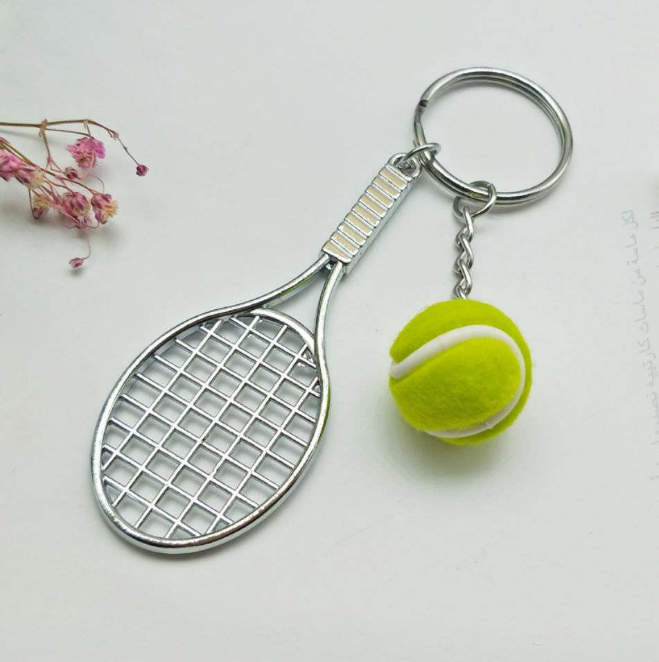 Tennis Racket with Ball Metal Keyring Wimbledon