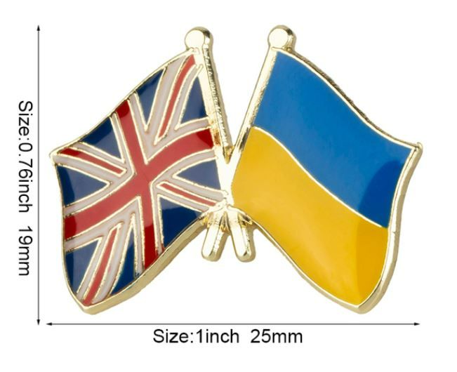Ukraine UK Brooch Country Flag Lapel Pin Badge