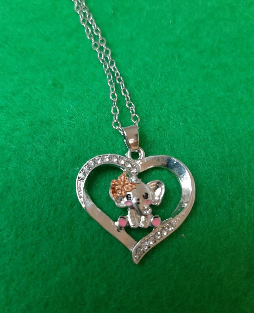 Heart Shaped Elegant Elephant Pendant Necklace