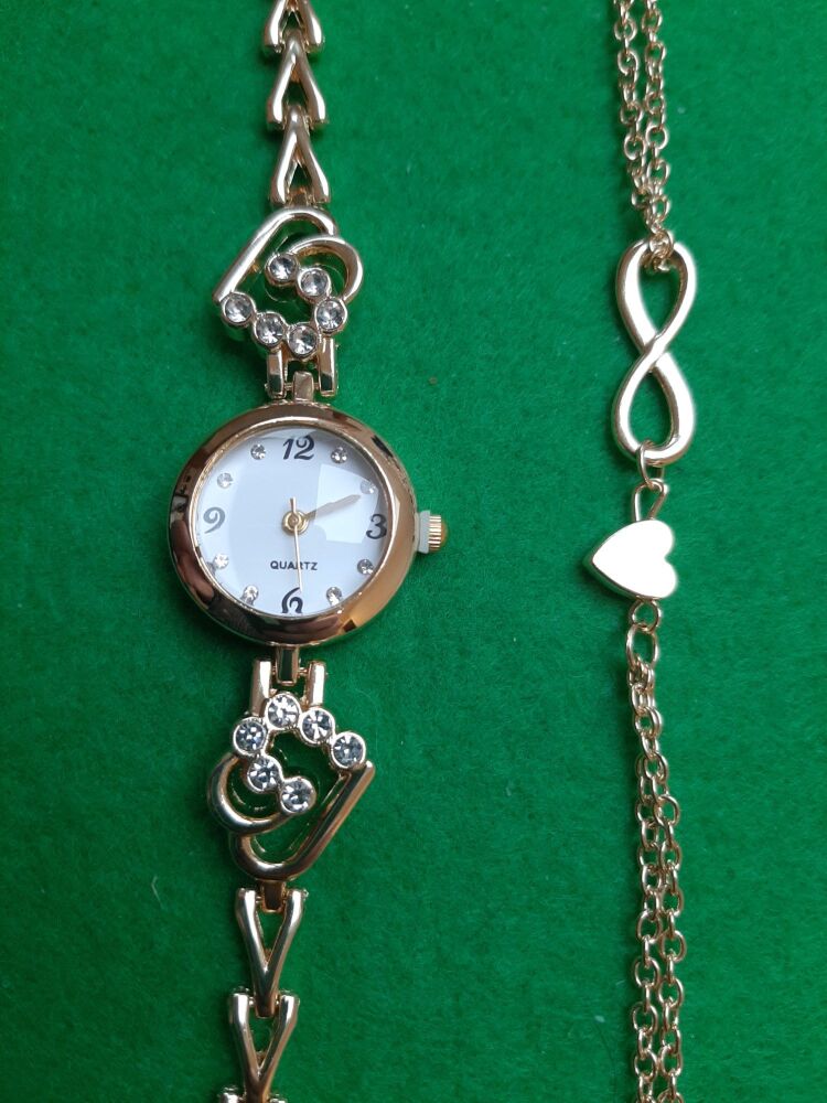 Gold Watch and Bracelet Set