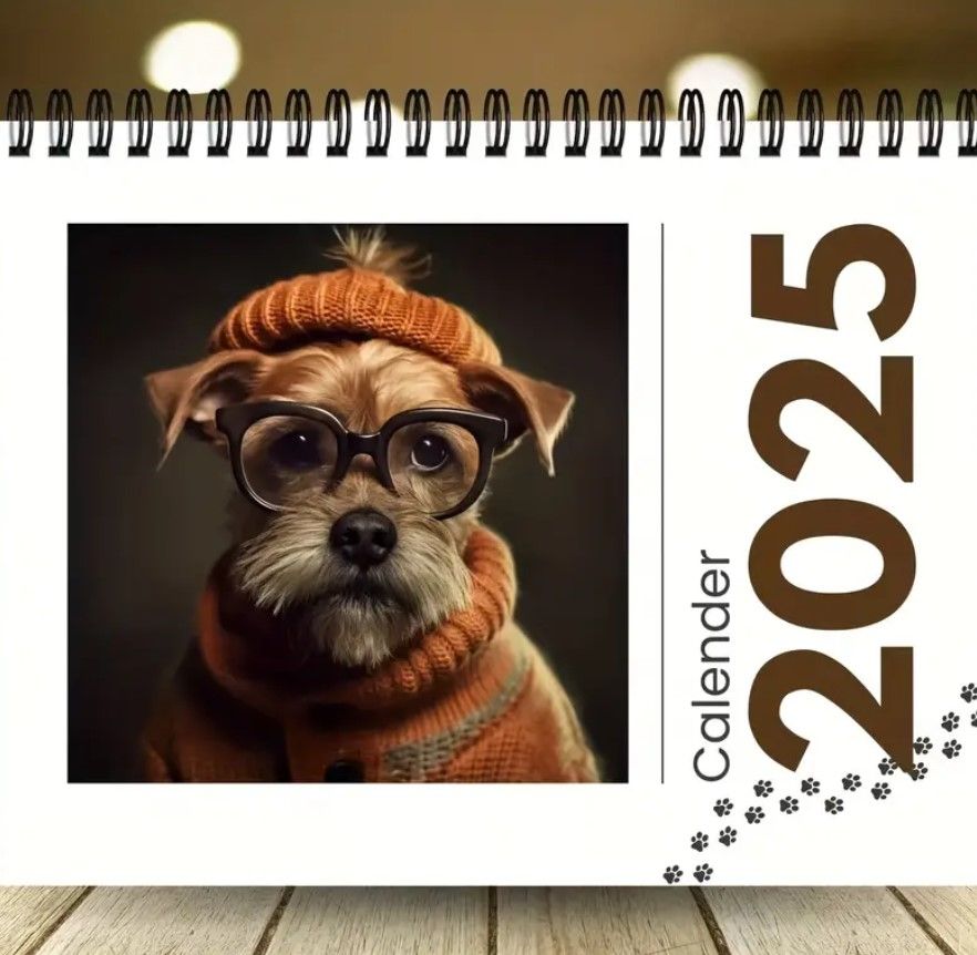 New 2025 Cute Dog Calendar 12 Month Spiral Calendar Dog Lover Wall Calendar